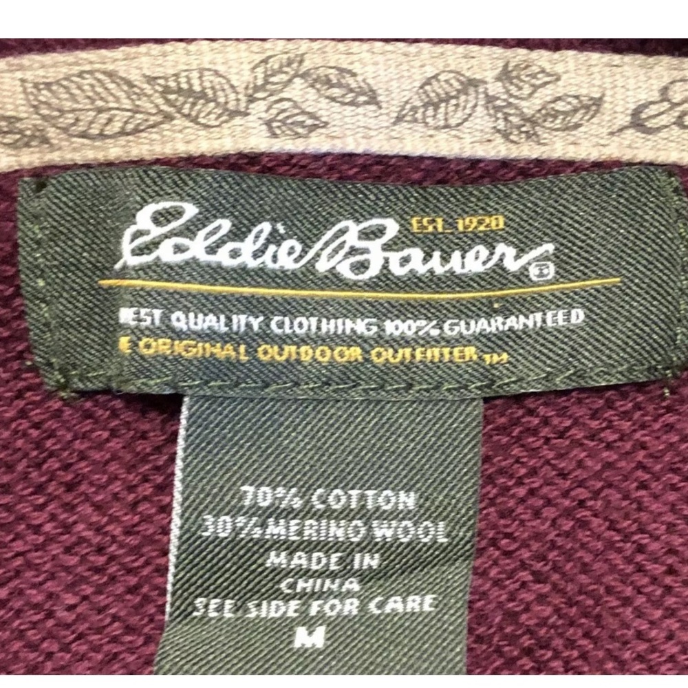 Eddie Bauer Wine Colored Button Down Sweater M - Picture 4 of 4